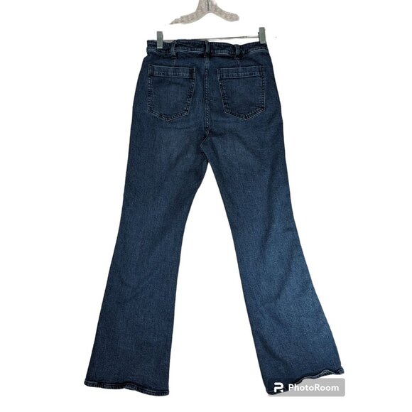 Gap '70s Flare Jeans Womens 10/30R Blue Stretch Button Pockets High Rise - Picture 3 of 9